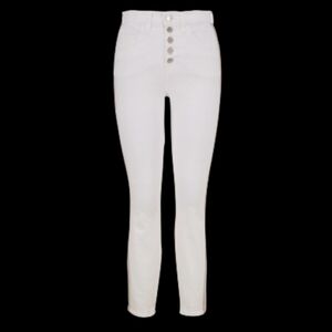 Veronica Beard Jeans, Sz 26, White Denim, Tuxedo Stripe, Boot Cut Frayed Hem NEW